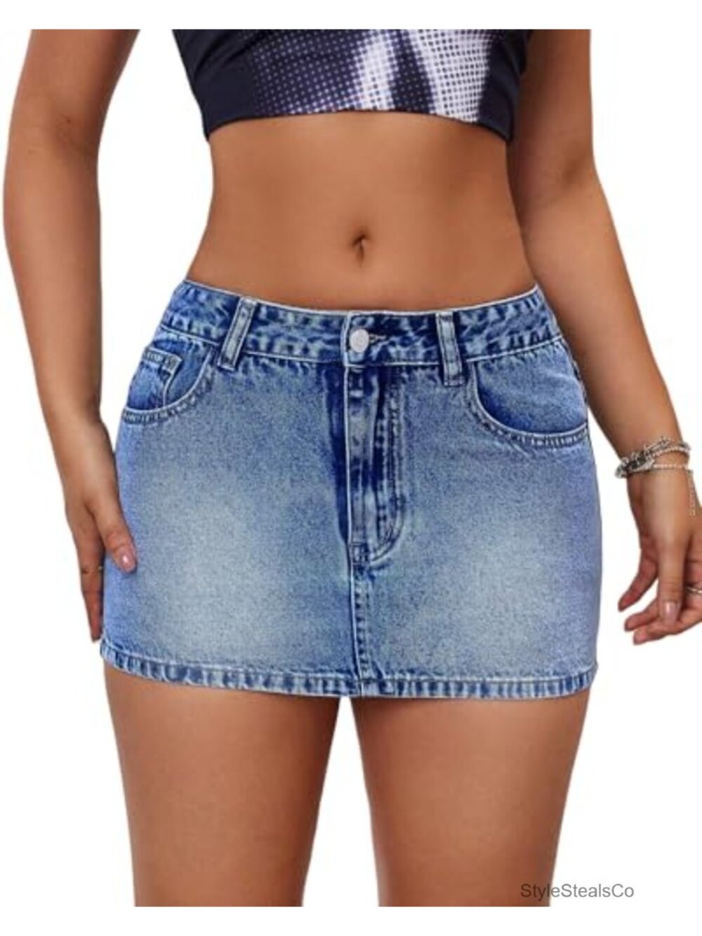 Women's Low Rise Stretchy Denim Mini Skirt Slim Fit Bodycon Jean Skirt